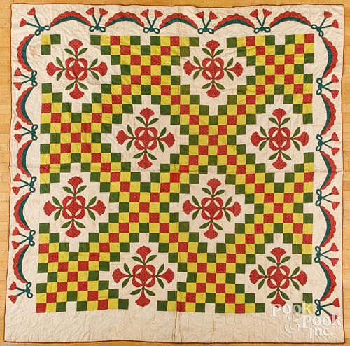 Applique and block quilt, 19th c.
