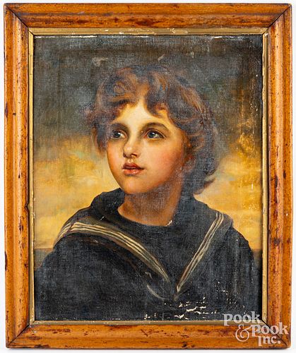 Two oil on canvas portraits of young boys
