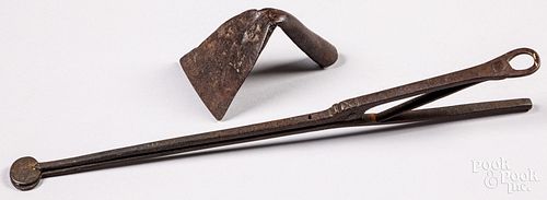 Pair of wrought iron ember tongs, early 19th c.