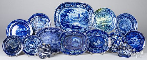 Large group of blue Staffordshire, 19th c.