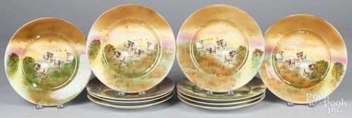 Set of ten Royal Bayreuth sheep plates, ca. 1900