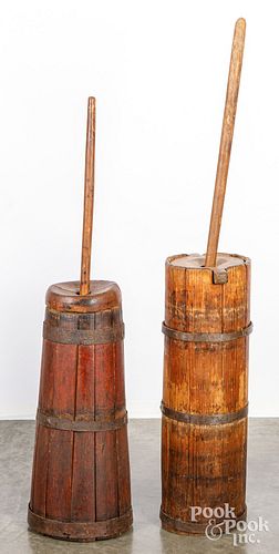 Two primitive wood butter churns, 19th c.