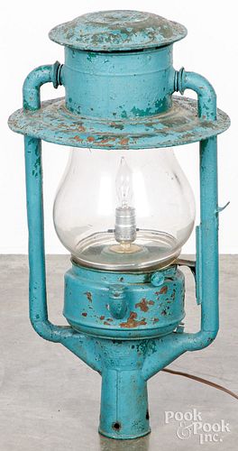 Painted tin Dietz globe tubular lamp, 19th c.