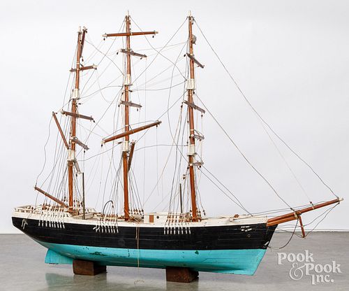 Massive wooden three masted sailing ship