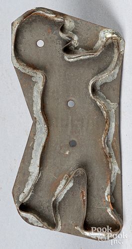 Tin boxer cookie cutter, 19th c.