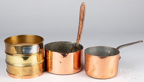 Two copper cooking pots, 19th c.