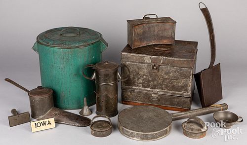 Group of tinware, 19th c.