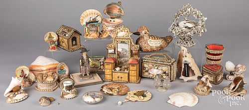 Large group of nautical seashell souvenirs