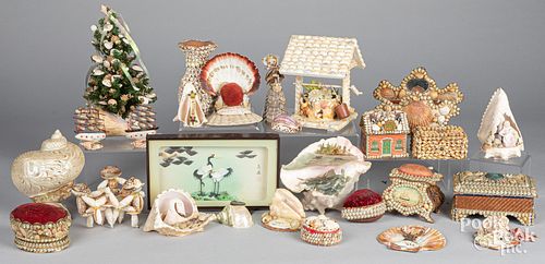 Large group of nautical seashell souvenirs