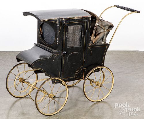 Unusual painted Amish style buggy doll stroller