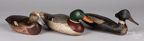 Six carved and painted duck decoys