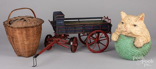 Painted wood toy wagon, ca. 1900