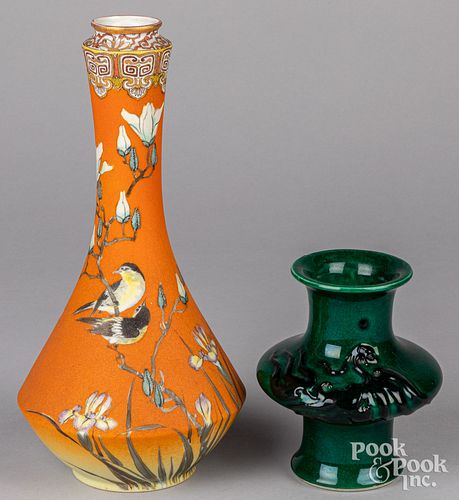 Japanese orange ground porcelain vase