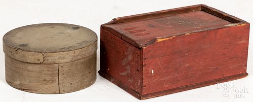 Painted slide lid box and pantry box, 19th c.