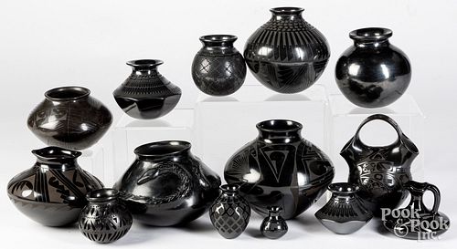 Group of Mata Ortiz Indian blackware pottery