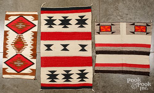 Three Navajo Indian woven rugs