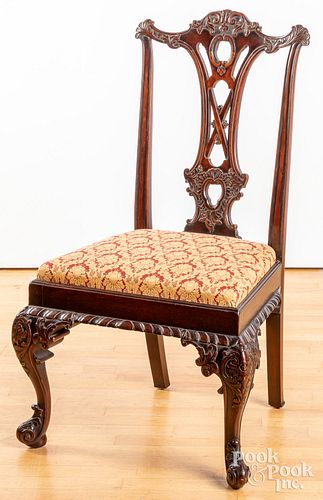 Chippendale style carved mahogany dining chair