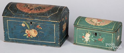 Two Scandinavian painted dome lid boxes, 19th c.