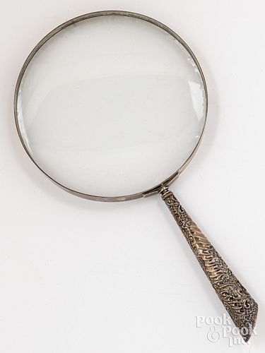 Large English silver magnifying glass