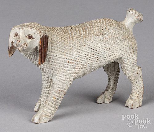 Carved and painted dog attributed to Aaron Mountz