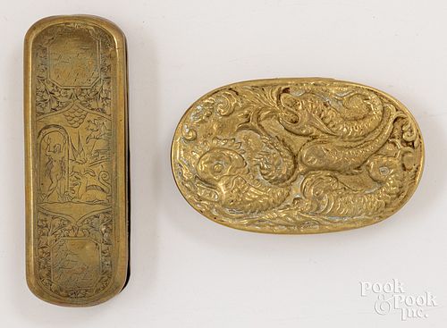 Two brass snuff boxes, 18th/19th c.