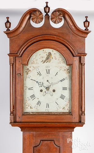 Pennsylvania walnut tall case clock, ca. 1800
