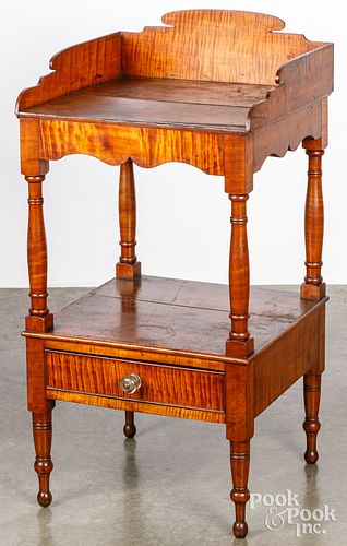 Sheraton cherry and tiger maple washstand, 19th c.