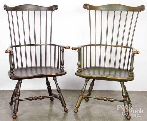 Two fanback Windsor armchairs