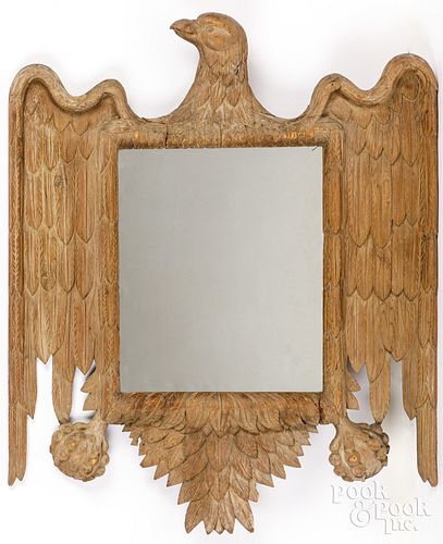 Carved pine eagle mirror, early 20th c.