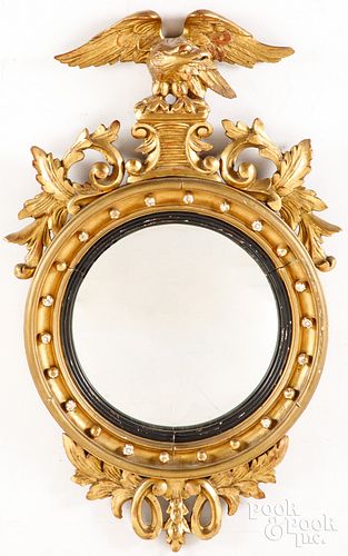Giltwood convex mirror, late 19th c.