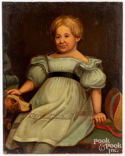Oil on canvas portrait of a child, mid 19th c.