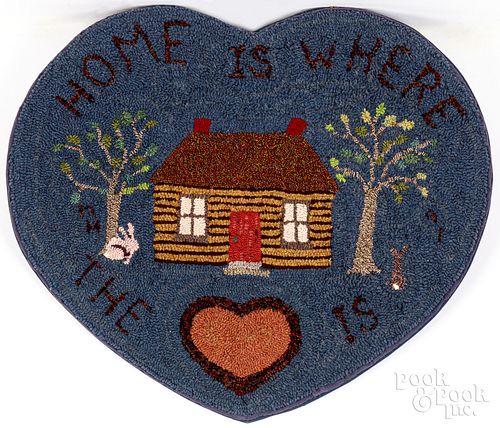 Home is Where the Heart Is hooked rug