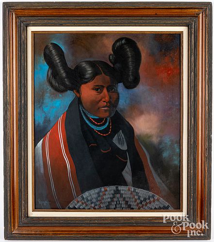 Native American oil on canvas portrait