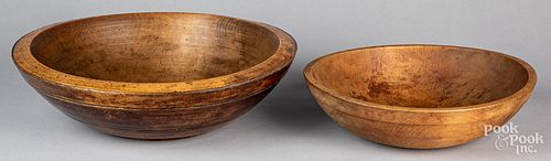 Two turned wooden bowls