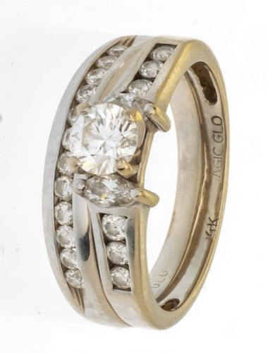 Diamond Engagement Ring .45 Carat & 14K Wedding Band, Size: 6.75