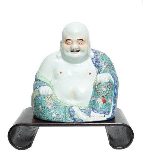 Chinese Signed Porcelain Buddha C. 19th.c., H 15''