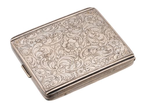 Lutz & Weiss (German) 835 Silver Cigarette Case, C. 1880, W 3.25'' L 3.75'' 3.89t oz