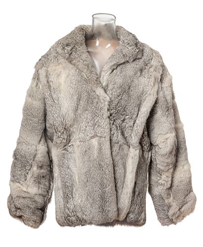 Women's Gray Rabbit Fur Jacket, H 31'' Size: Medium