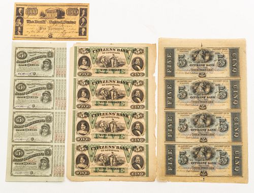 19th Century American Paper Currency, 3 Sheets, One Note