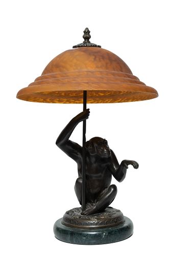 Andrea, Sadek Chimpanzee Table Lamp, Shade As Is H 18'' Dia. 12''