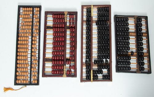 Wood Abacus, Lot Of Four W 5'' L 17''