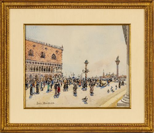 Edward Darley Boit (American, 1840-1915) Watercolor C. 1911, Venice, H 14'' W 18''