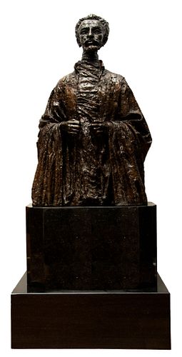 Jacob Epstein, (British, 1880-1959) Bronze On A Marble Base C. 1936, H.I.M. Haile Selassie Emperor Of Abyssinia, H 46'' L 28'' Depth 15''
