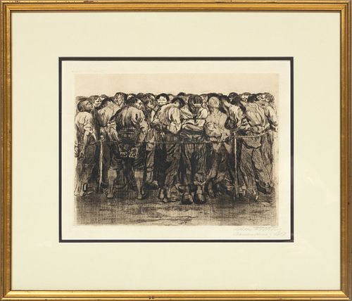 Kathe Kollwitz (German, 1867-1945) Etching And Drypoint On Paper, C. 1921, The Prisoners, Plate 7 From The Peasants War, H 12.5'' W 16.5''