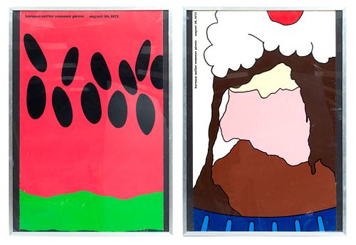 Stephen Frykholm For Herman Miller (American) Screenprints In Colors On Paper,  1971-72, Summer Picnic Posters: 2, H 40.25'' W 28.5'' 2 pcs