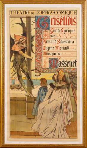 Francois Flameng (French, 1856-1923) Lithograph Poster For The Opera "GrisÈlidis", C. 1901, H 53'' W 29''