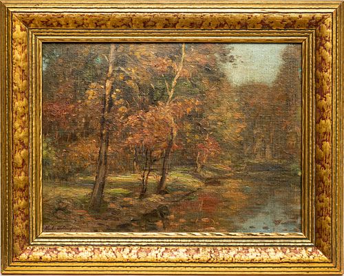 Charles E. Waltensperger (American, 1871-1931) Oil On Board, Autumn Landscape, H 9.5'' W 13''