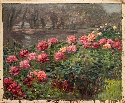 Charles E. Waltensperger (American, 1871-1931) Oil On Canvas, Peonies H 13'' W 16''
