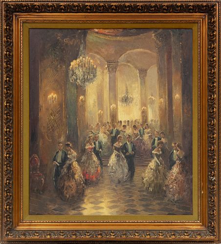 Richard Schlomer (German, B. 1921) Oil On Canvas, Ballroom, H 32'' W 28''