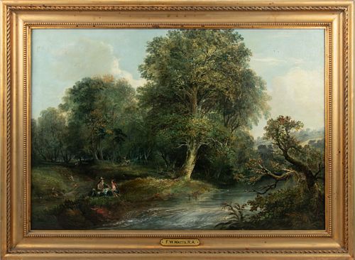Frederick W. Watts, R,A,, (English, 1800-1870) Oil On Canvas, H 23", W 32", Romantic Landscape